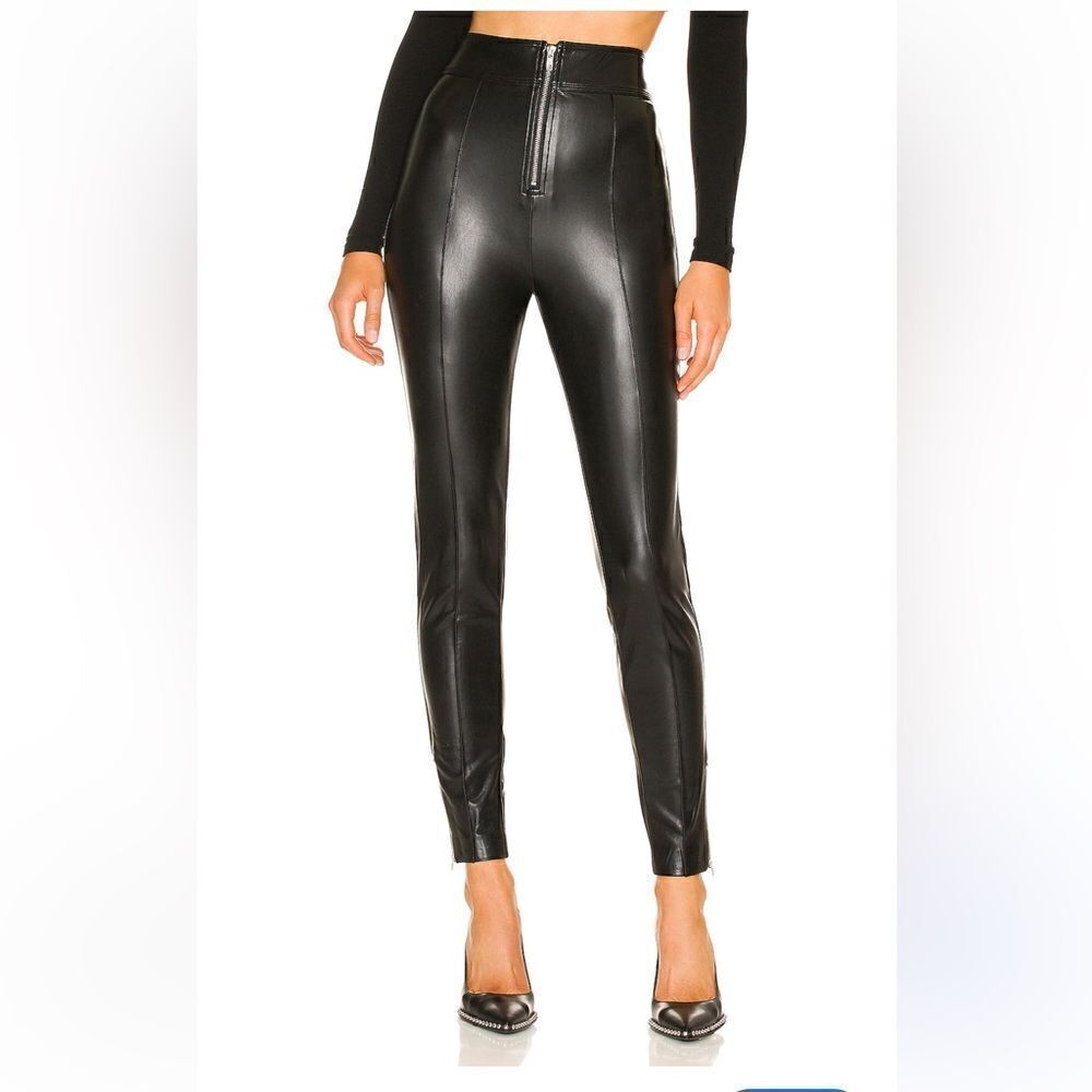 NBD Constance Black pants faux leather zipper skinny Revolve L
